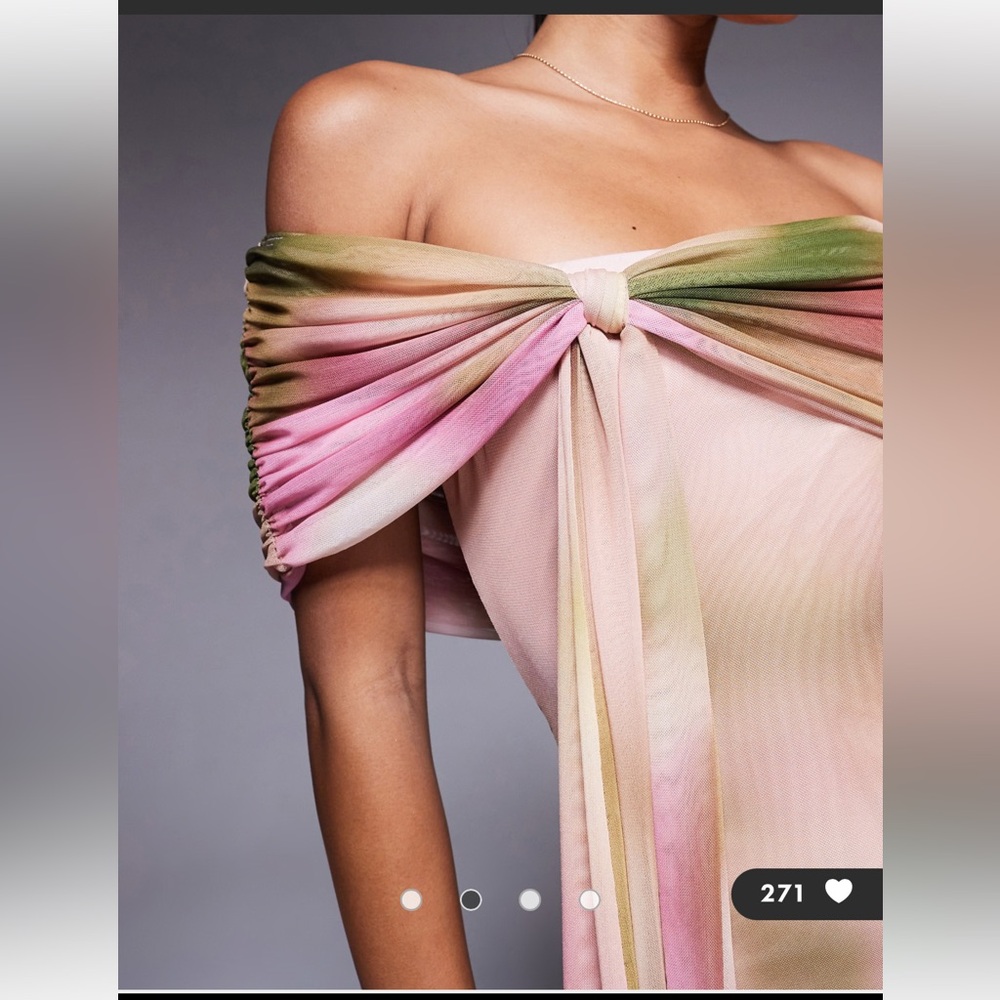 ASOS DESIGN knot detail sash bardot maxi dress - Picture 2 of 5